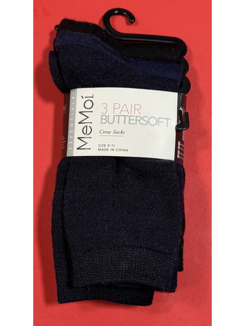 MeMoi Buttersoft Crew Socks Womens Socks Navy Marled 3 Pack Size 9 - 11  NEW